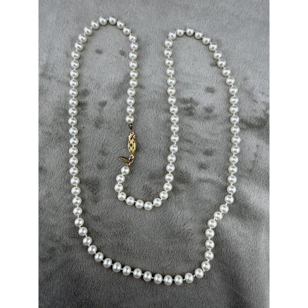 Vintage Napier Necklace Multi Wrap Single Strand Imitation Pearl 30”